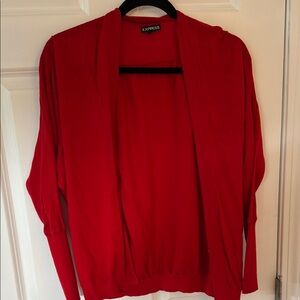 Express Red Cardigan Sweater Open-Front Knit